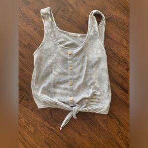 Caution To The Wind Gray Striped Button Tank Top